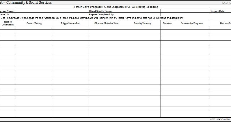 Foster Care Programs: Child Adjustment & Well-being Tracking